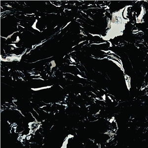 Artificial Marble Black Color White Pattern Tiles