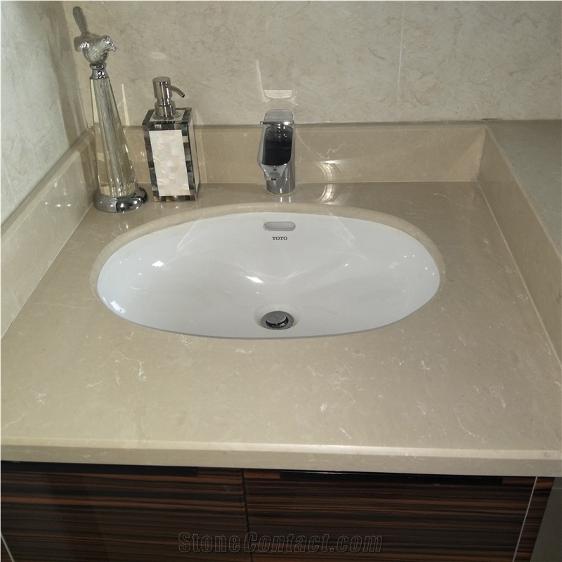 Beige Marble Artificial Stone Slab Bathroom Tiles