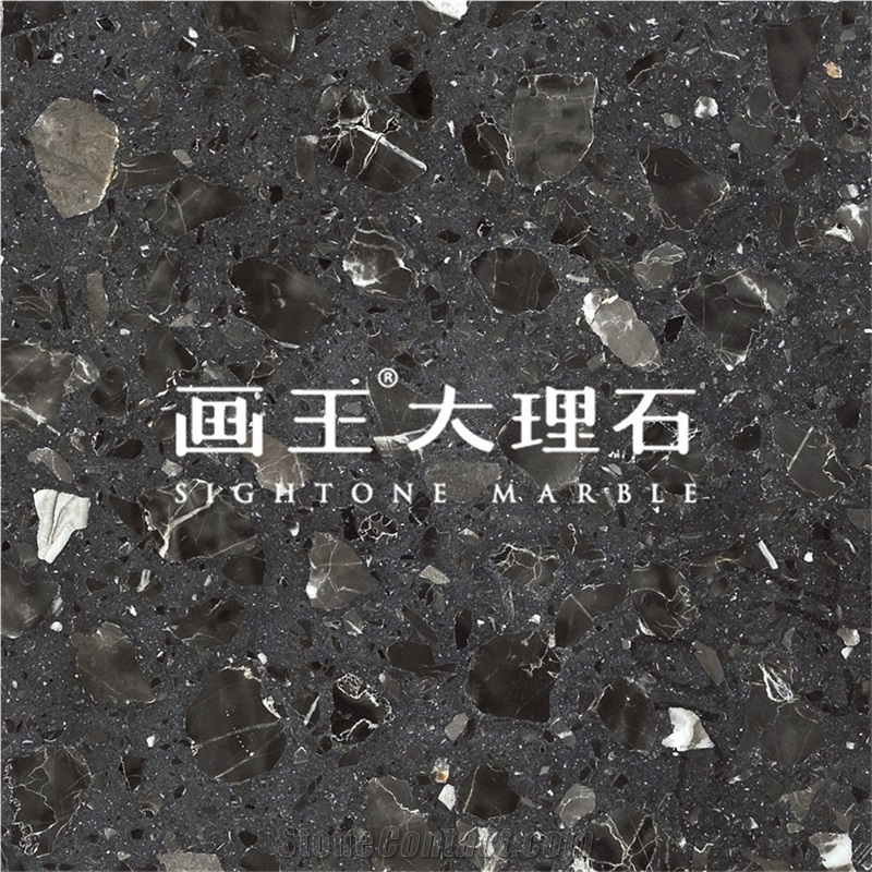 Black Marble Aggregate Terrazzo Slab&Tile Hwn717