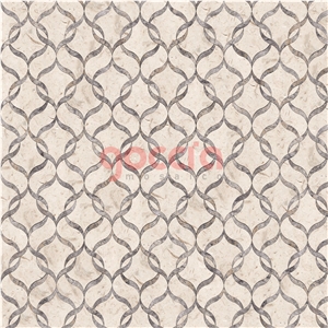 Veronica - Myra Beige Marble & Silver Travertine Mix Mosaic Pattern