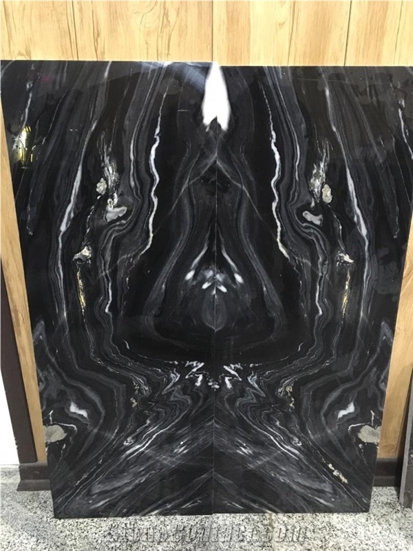 Crystal Black Marble Slabs