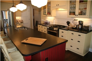 Apartment Project Honed Absolute Black Granite Kitchen Countertop