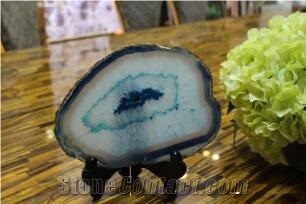 Blue Agate Stone Gemstone Slab Polished for Kitchen