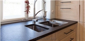 Honed New Absolute Shanxi Black Granite Kitchen Island Top / Custom Countertop