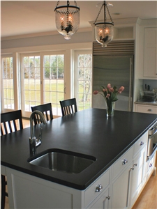 New Shanxi Black Honed Granite Contemporary Kitchen Countertop
