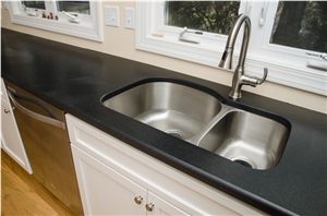 New Shanxi Black Honed Granite Contemporary Kitchen Countertop