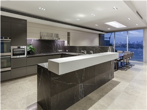 Pietra Grey Marble Kitchen Countertop / Island Top