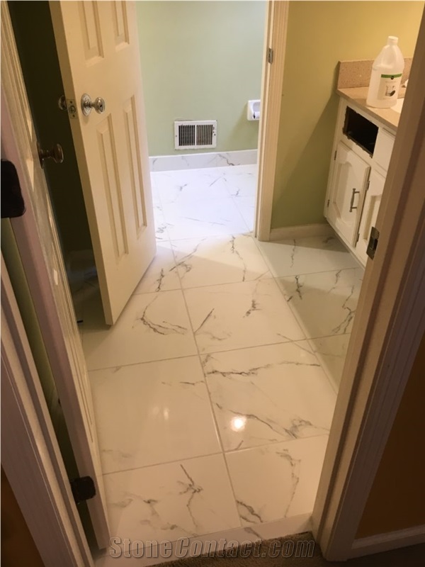 White Marble Bathroom Tiles Install
