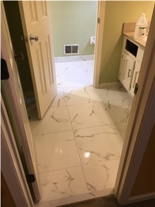 White Marble Bathroom Tiles Install