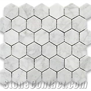 Bianco Carrara Marble Hexagon Mosaic Tiles
