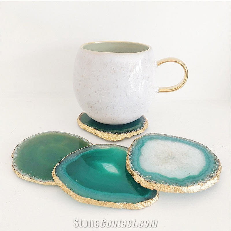 Blue Semiprecious Stone / Gemstone Cup Tray / Plates for Coffee