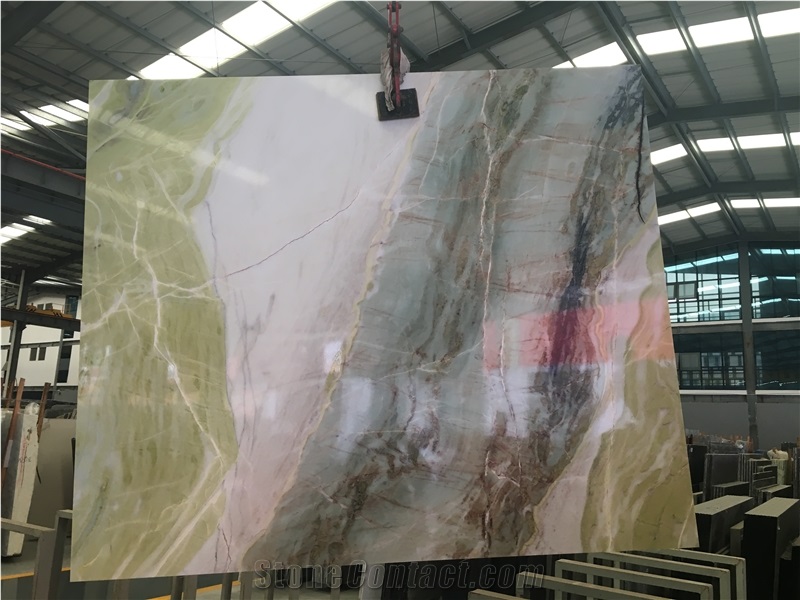 Dream Green Marble Slab / Glossy Fantasy Ocean Sky Marble Wall Tile