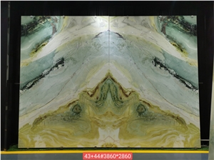 Dream Green Marble Slab / Glossy Fantasy Ocean Sky Marble Wall Tile