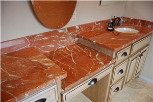 Rosso Alicante Marble Bathroom Vanity Top, Countertop