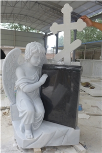 Upright White Marble Granite Monument Tombstone