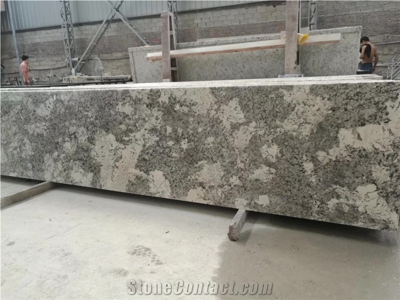 Alaska White Granite Polished Kitchen Slab Design