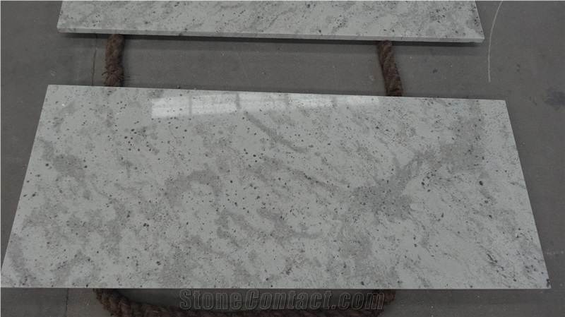 Andromeda White Granite Slab, Prefab Cut Kitchen