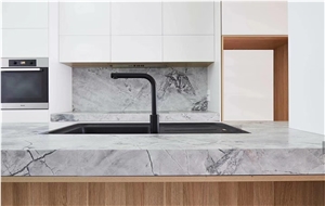 Armani Allure Silver Statuario Grey Marble Kitchen Countertop