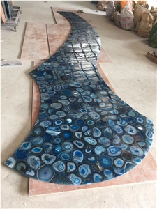 Backlit Blue Agate Semiprecious Stone Countertop