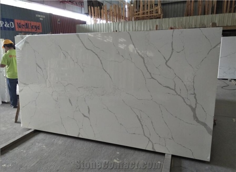 Bianco Calacatta White Quartz Stone Kitchen Slab Solid Surface