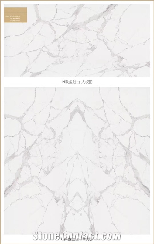 Biancovcalacat Ta Oro Marble White Quartz Stone Kitchen / Floor Slab