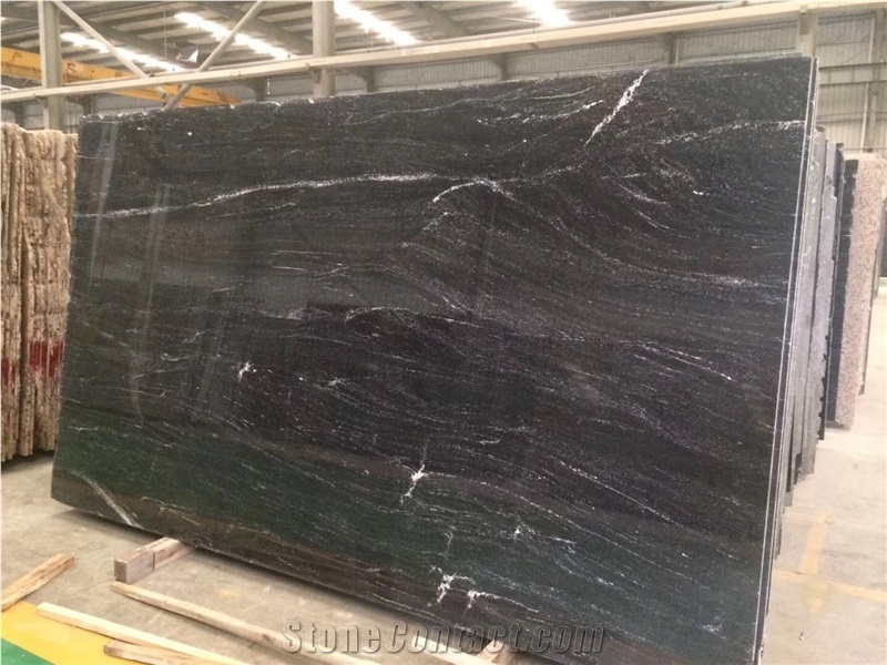 Brazil Ocean Black Granite Slab for Kitchen Top