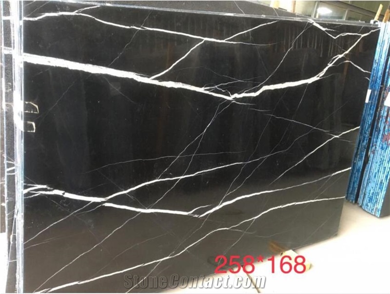 China Nero Marquina Black Marble Slab,Bathroom Floor Tile Design
