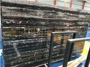 China Silver Dragon Black Marble Slab, Floor Tile