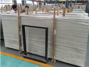 China White Wooden Straight Vein Marble Slab Cheap Price