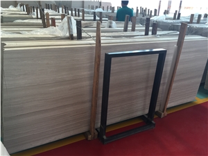 China White Wooden Straight Vein Marble Slab Cheap Price