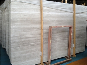 China White Wooden Vein Marble Slab, Prefab Floor Tile/ Wall