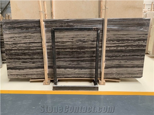Coffee Brown Wooden Vein Tiny Gold Marble Slab