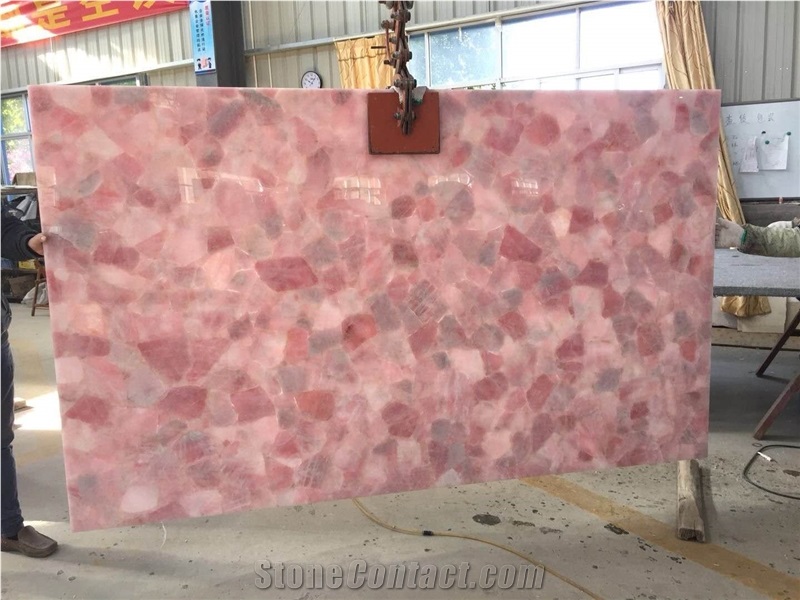 Crystal Pink Semiprecious Stone Slab,Gemstone