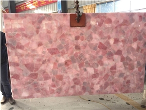 Crystal Pink Semiprecious Stone Slab Translucent