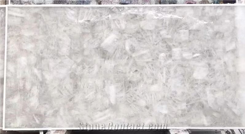 Crystal White Quartzite Agate Stone Slab, Precious Gemstone