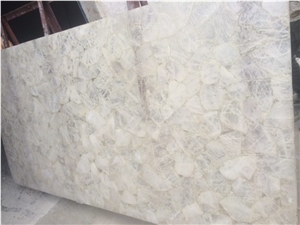 Crystal White Quartzite Agate Stone Slab, Precious Gemstone