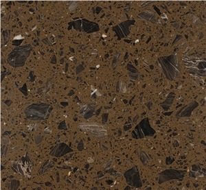Dark Brown Quartz Artificial Stone for Kitchen
