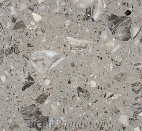 Grey Crystal Quartz Artificial Stone for Kitchen