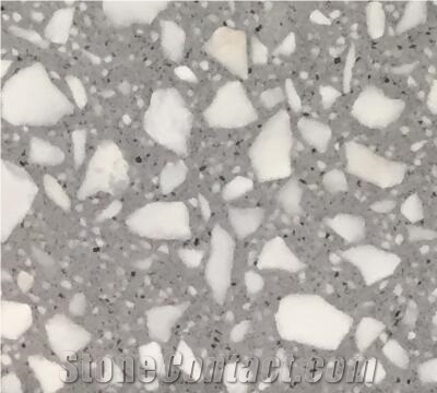 Grey Terrazzo Stone Tile, Small Slab Floor Pattern Paving