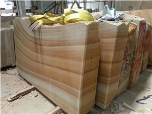 Honed Buff Yellow Wooden Vein Sandstone Tile Wall Cladding