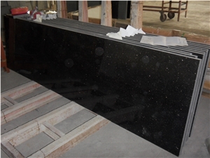 India Black Galaxy Granite Polished Kitchen Slabs