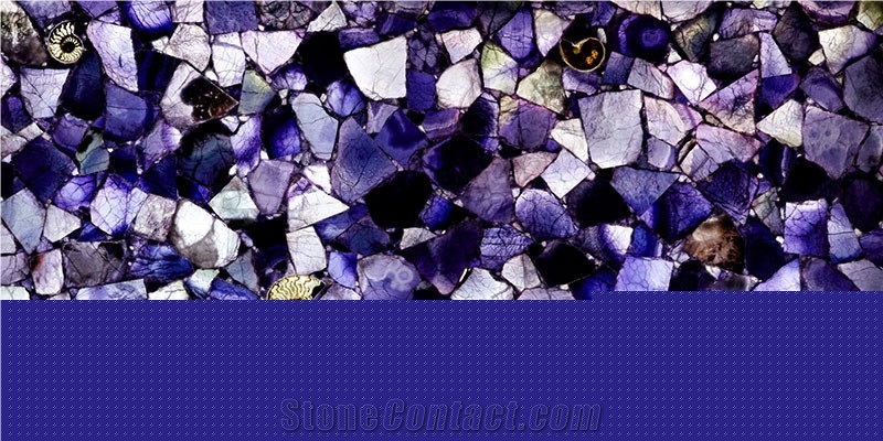 Irregular Lilac Crystal Ice Agate Stone Slab Backlit Wall Background Home Decoration