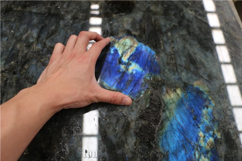 Lemurian Blue Granite Top Polished Slab Luxury Labradorite