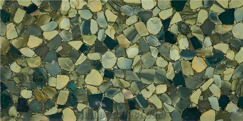 Lotus Green Agate Stone Semiprecious Slab Interior Wall