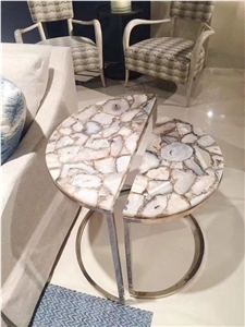 Luxury Purple Agate Stone Interior Polished Round Table