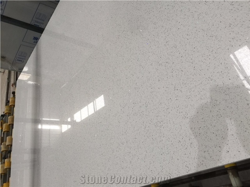 Mirror Glass Crystal White Quartz Stone Slab,Bathroom Floor & Wall