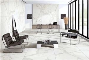 Nano Glass Calacatta White Marble Slab Office Wall Floor,Crystallized Stone New Arrival