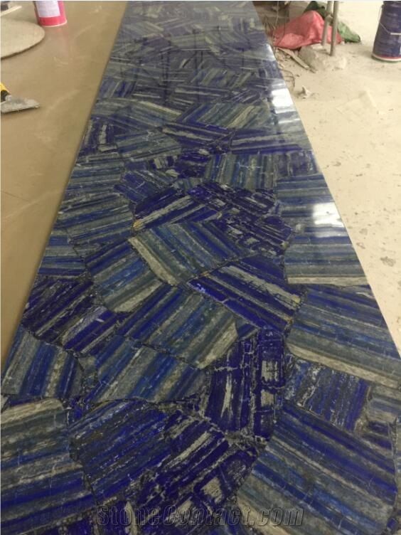 Natural Blue Lapis Lazuli Commercial Bar Top Project Show
