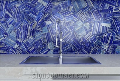 Natural Blue Lapis Lazuli Gemstone Slab for Kitchen Wall
