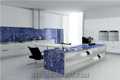 Natural Blue Lapis Lazuli Gemstone Slab for Kitchen Wall